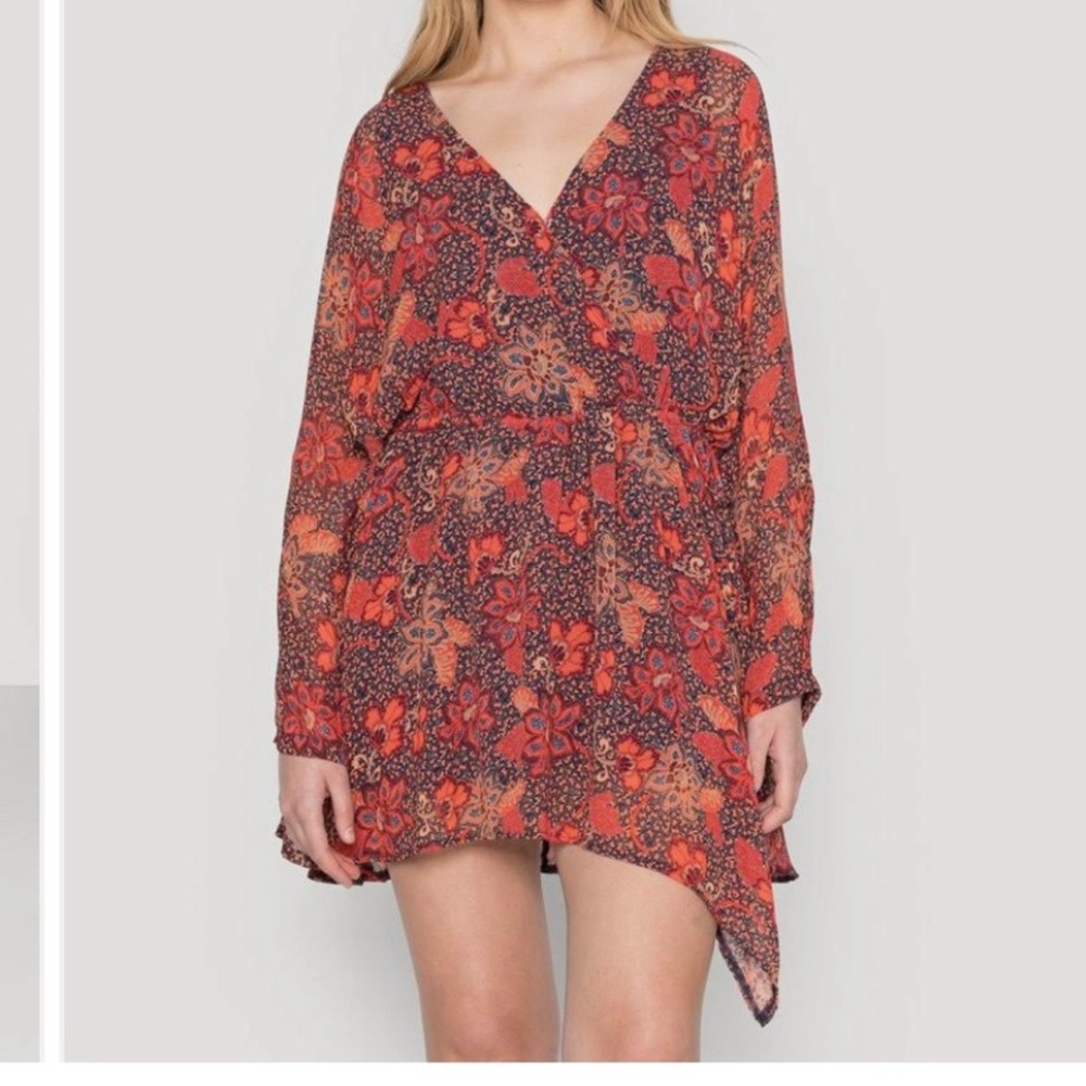 NWT Sz S Free People Teegan Mini Dress Color “Peach Combo”